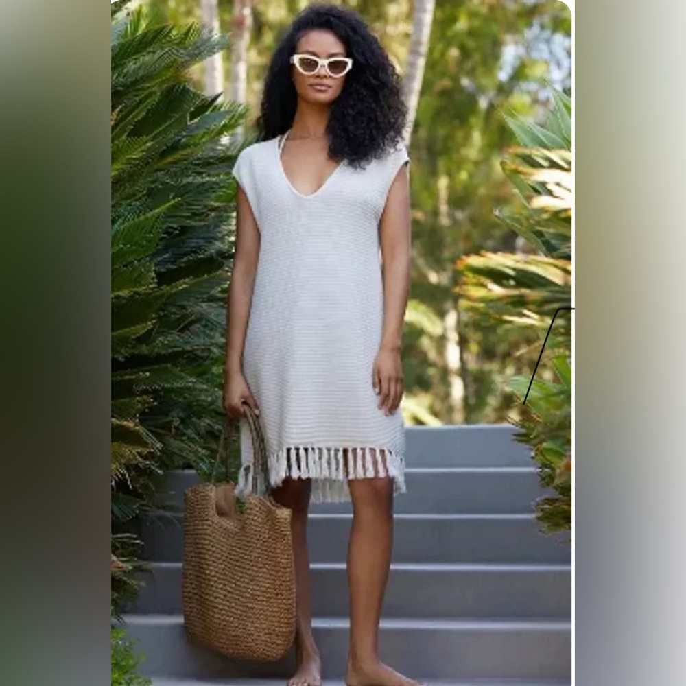 Elegant White Knit Swim Cover-Up